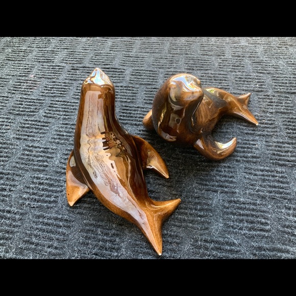 Vintage midcentury ceramic seal lions - Picture 2 of 5